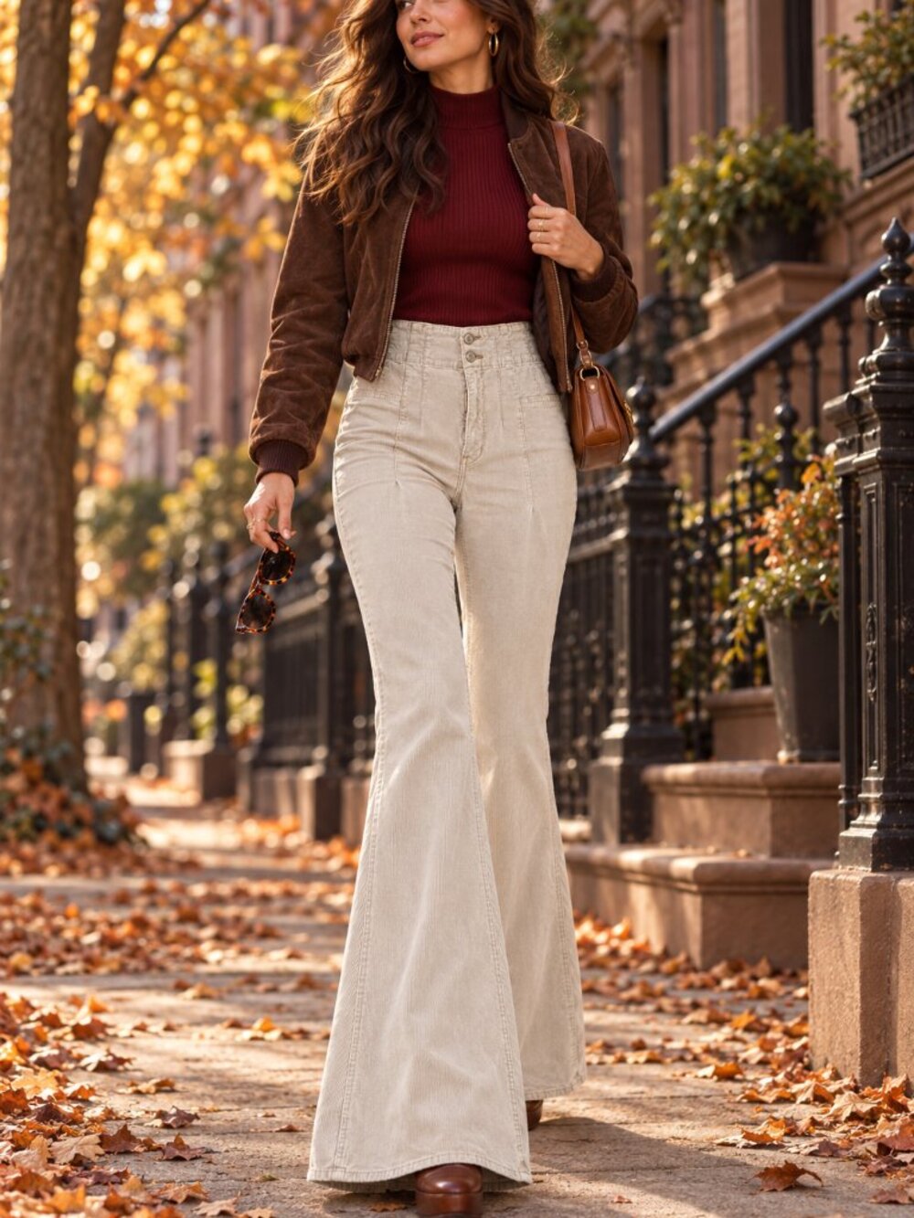 We The Free High Rise Corduroy Flare Pants Cream Utility Boho Size 31